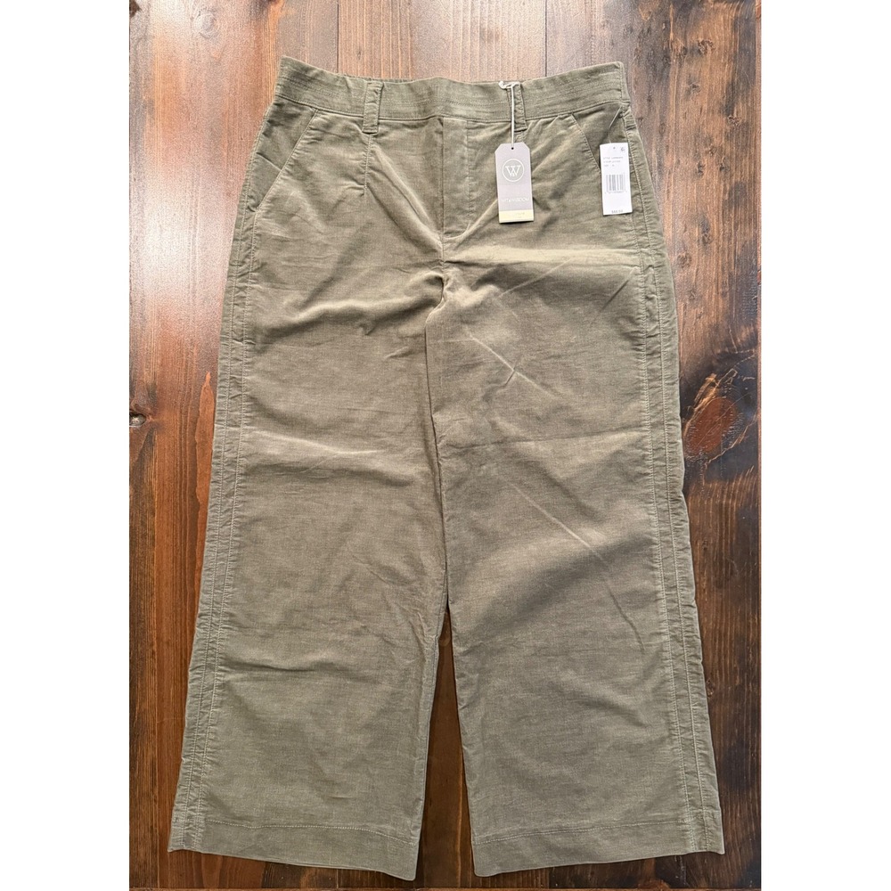 Wit & Wisdom Ab-leisure Skyrise Corduroy Pants Lily Pad Green Wide Leg Size XL